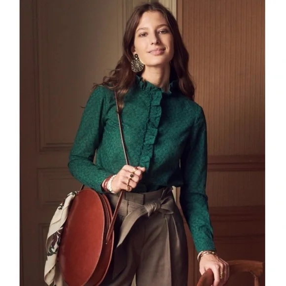 Sézane Solange Floral Eyelet Ruffle Top - Picture 2 of 9